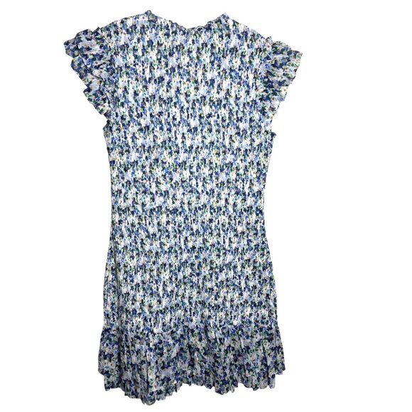 Veronica Beard Cici Floral Smocked Fit-And-Flare Mini Dress size 6 blue NWT - Picture 4 of 12
